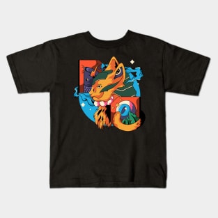 Psychedelic Samurai Cat Kids T-Shirt